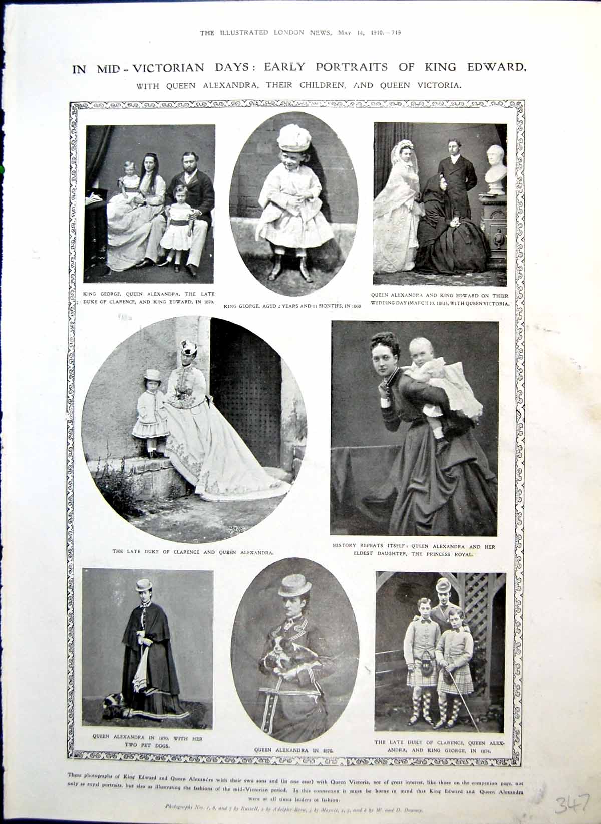 Old Early Portraits King Edward Queen Alexandra Buying Mourning 1910 20th