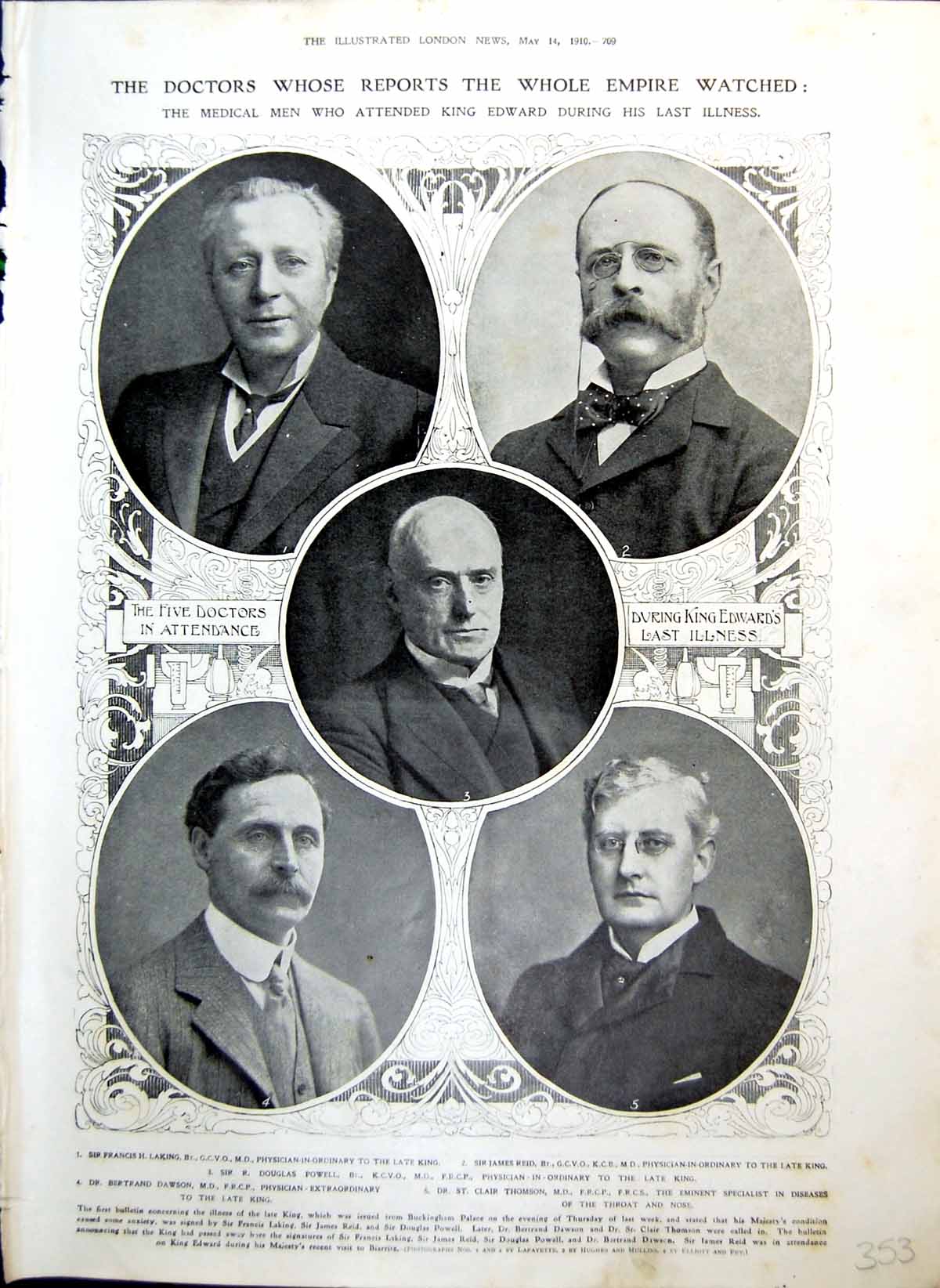 Old Five Doctors Attending King Edward News Brought Lord Mayor 1910 20th