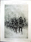 Old Print Funeral Queen Victoria Start Procession Hyde Park Princes 1901 20th