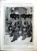 Antique Old Print Damaged Muffled Drums Mourning Army Drinking New Head 1910