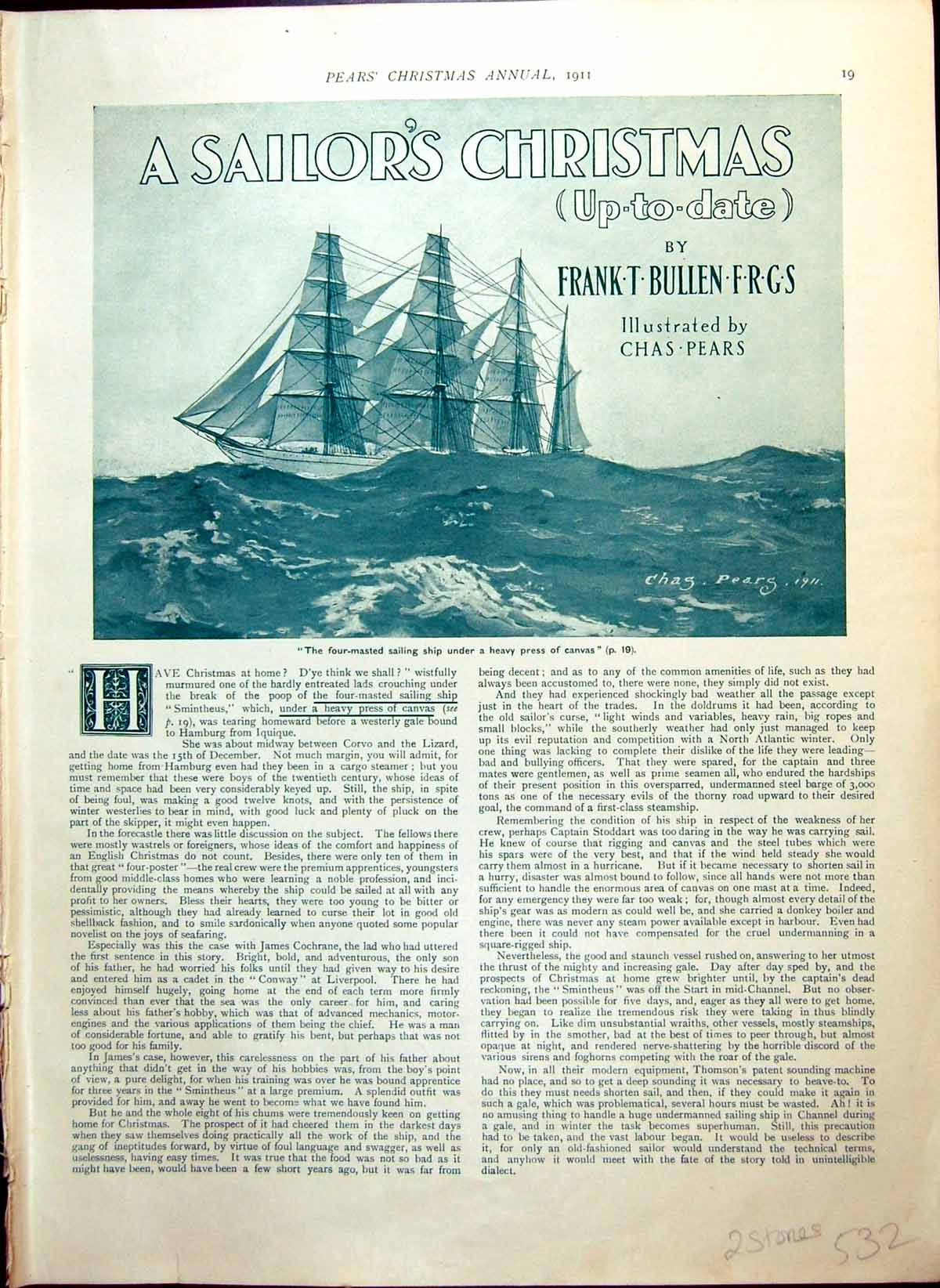 Old Sailing Ship Boats Policeman Man Girl Head Waiter Pears Story 1911 20th
