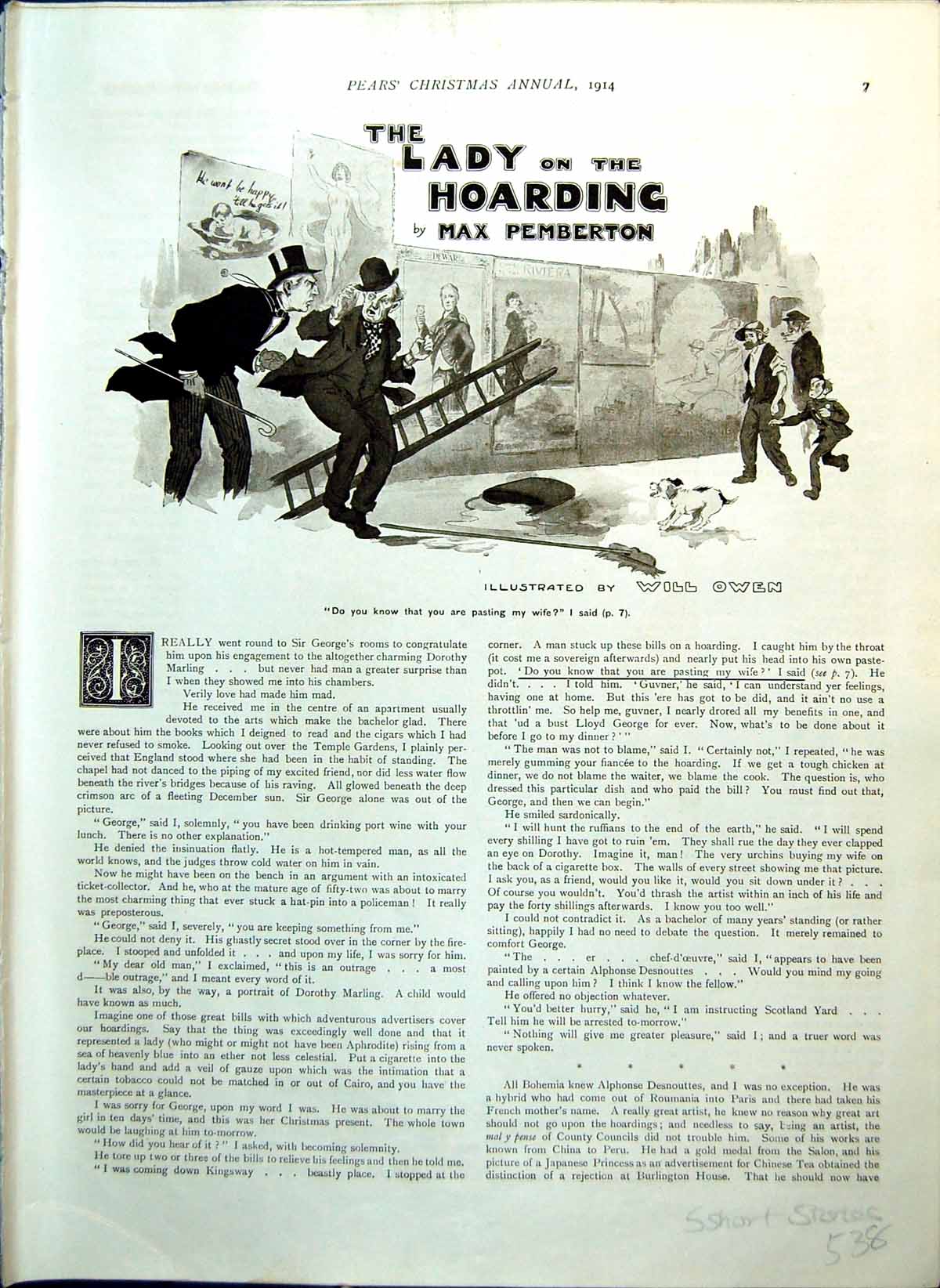 Old PrintPears Stories Ladder Man Trims Beard Wireless Operator 1914