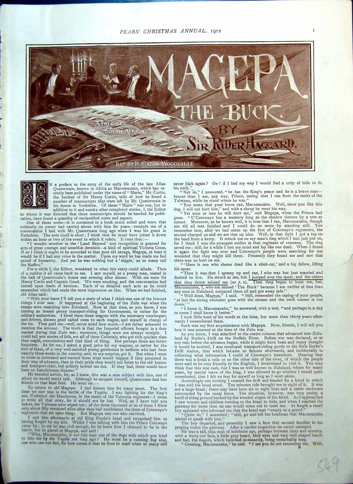 Old Print Magepa The Buck Story Pears South Africa Caton Woodville 1912 20th