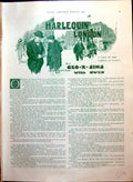 Antique Old Print Pears Story Harlequin London Tramps Hawkers Benches 1912