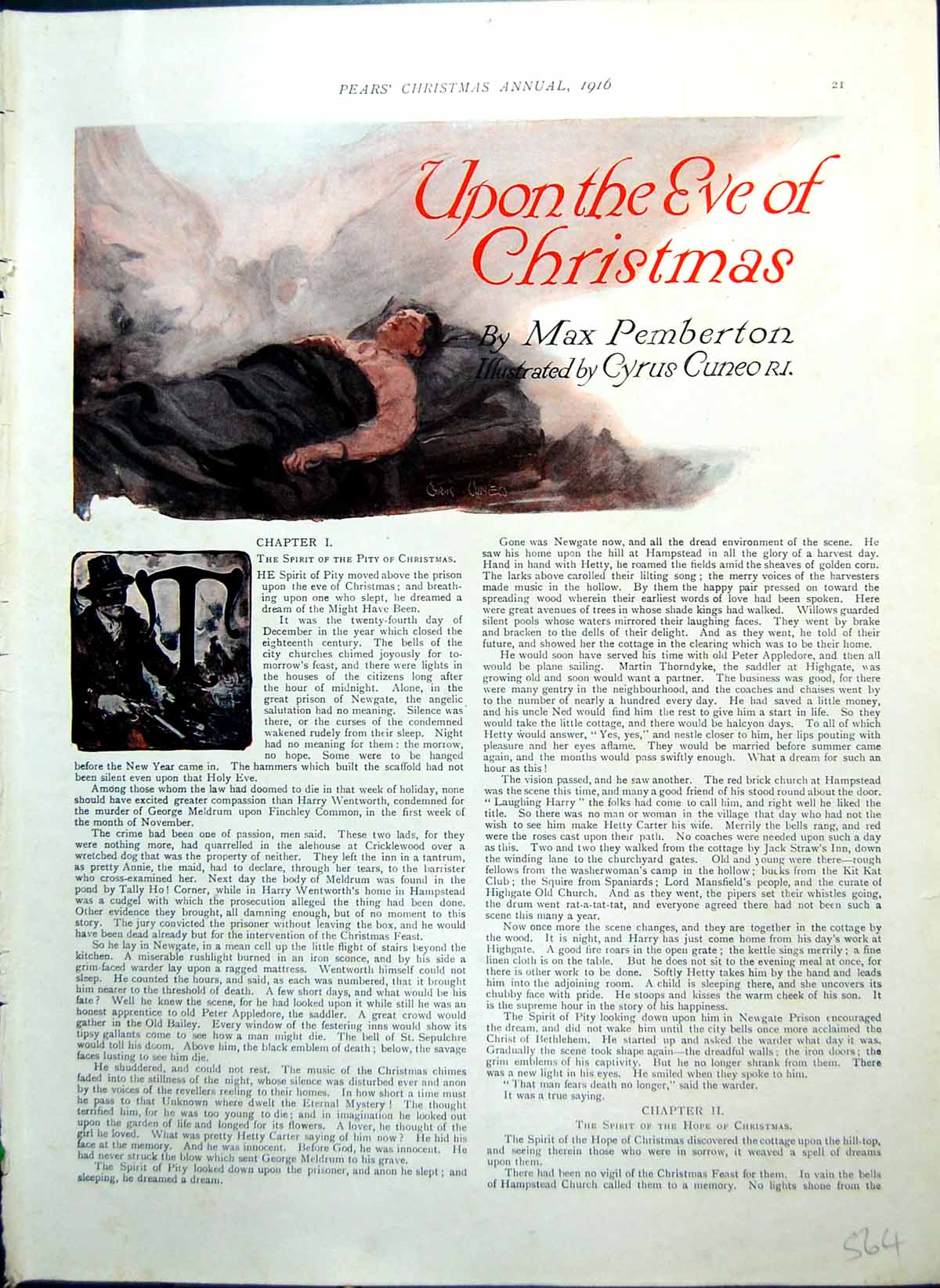 Old Print Upon Eve Christmas Pears Story Man Rags Horseback Dinner 1916 20th