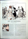 Old Print Set Partners Pears Story Dancing Colonel Wishing Romance 1917 20th