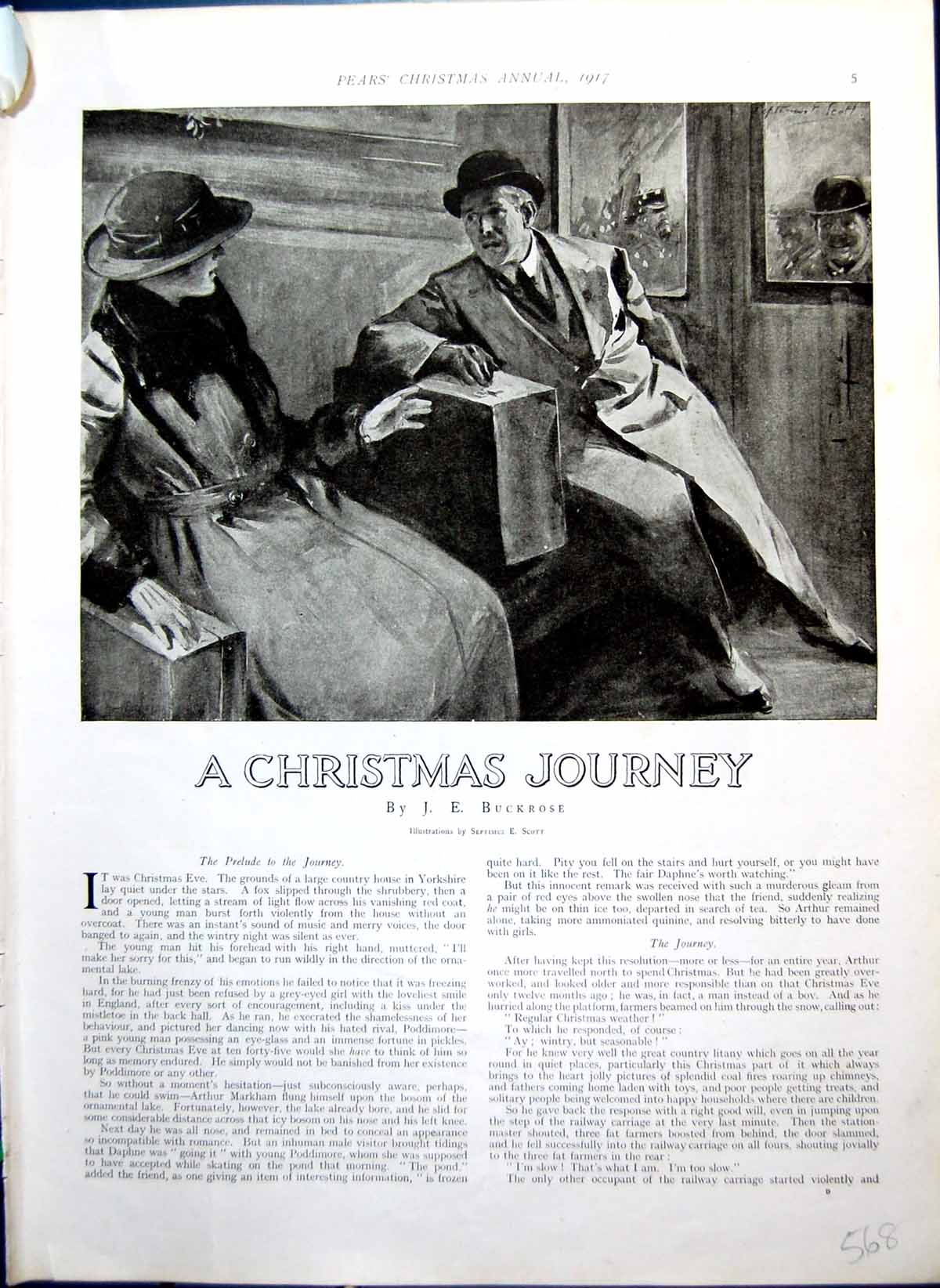 Old Print Christmas Journey Pears Story Jewl From Cracker On Finger 1917 20th