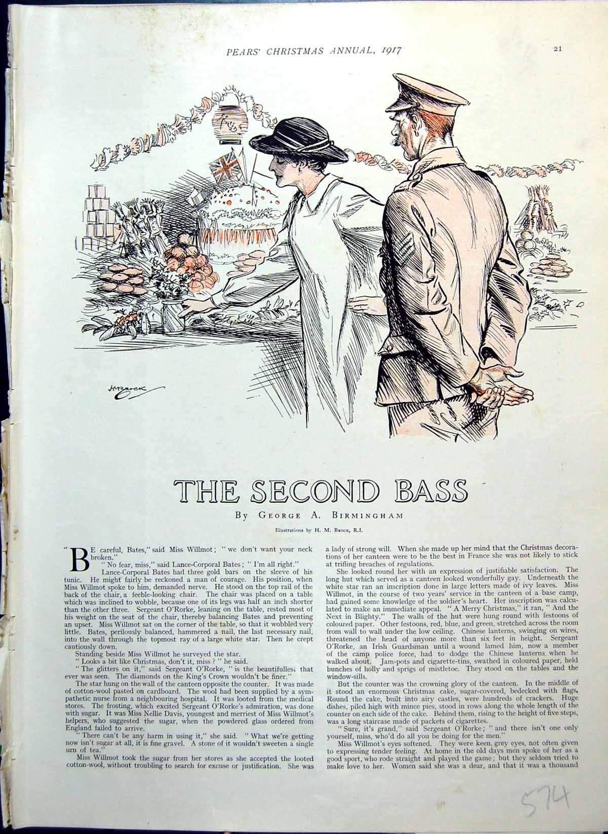 Antique Print Second Bass Pears Story Fete Clergy Leads Carol Singing 1917