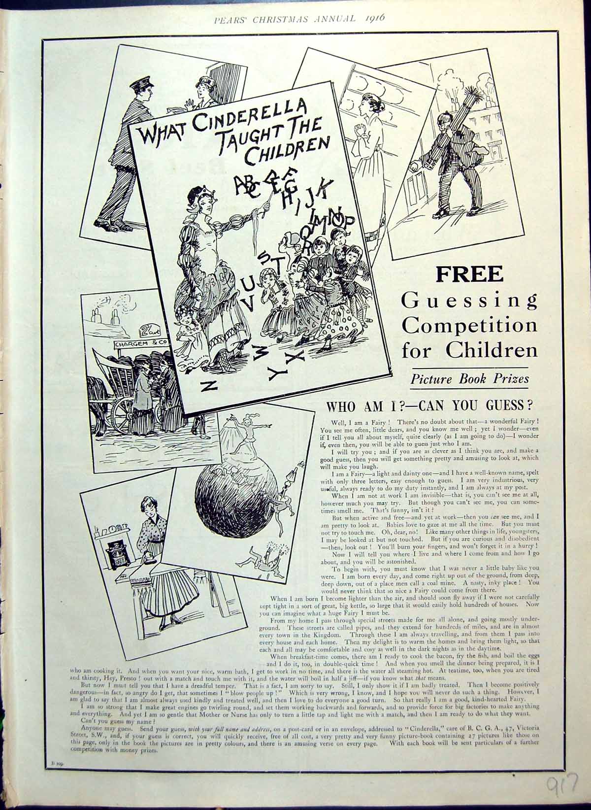 Old Print Cinderella Children Light World Adverts Skippers Brisling 1916 20th