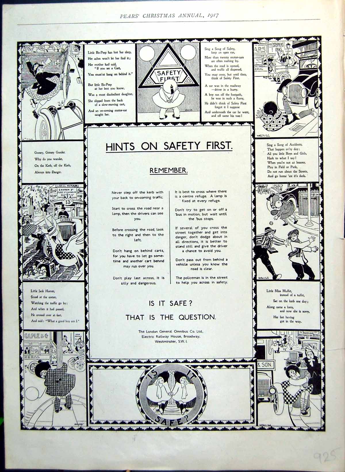 Old Hints On Safety First Crossing Roads Children'S Competition 1917 20th