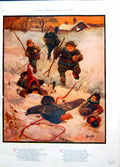 Antique Old Print Escaping Turkey In Snow Chased Colour Time Christmas 1916