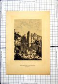 Original Old Antique Print Burggerbaude Zu Helfenburg Helfenburk Switzerland