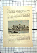 Antique Print Gloriette Schonbrunn Arches Columns People Relaxing Lakeside