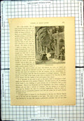 Antique Old Print The Hermitage Columns Arched Cilings Statuary Mother Child