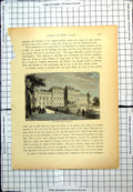 Old Antique Print The Belvedere Vienna Columned Entrance People Grounds