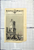 Old Print View In Cologne Tower Waterside Covered Boat Basket Goods 1835 19th