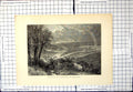 Original Old Antique Print The Danube Near Vienna From The Leopsberg Bridges