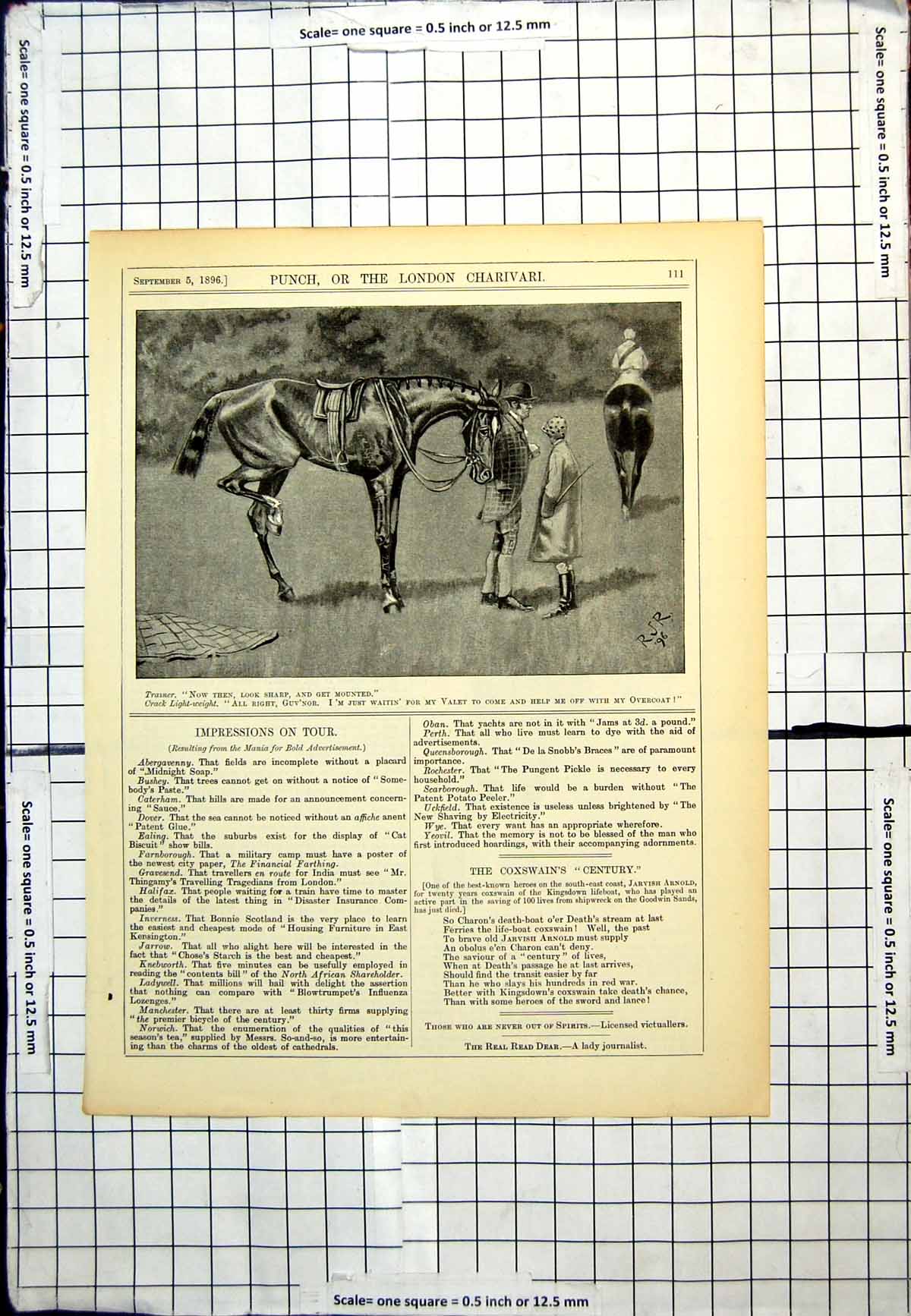 Old Print Punch Cartoon Horse Trainer Lightweight Waiting For Valet 1896 19th