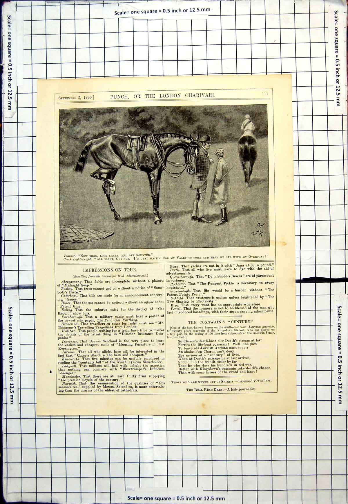 Old Print Punch Cartoon Horse Lightweight Waiting For Valet Trainer 1896 19th