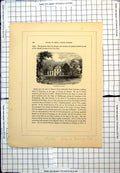 Original Old Antique Print Dunsborough House Ripley Lady Children Trees