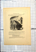 Original Old Antique Print Ancient Porch At Egham St John The Baptist