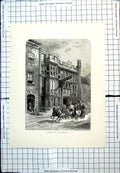 Old Antique Print George Inn Glastonbury Horses Carriage At Speed Street