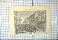 Antique Old Print Riots Vienna Hussars Chasing Mob Lerchenfelder-Strasse 1890