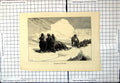 Original Old Antique Print Highway To The North Dog Sleds Arctic Ice Packs Cr