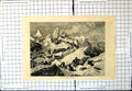 Antique Old Print The Austrian Arctic Expedition Uneven Icepacks Dogs Sleds