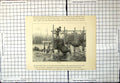 Original Old Antique Print Eel-Bucks Man Lowering One Three Traps Into River