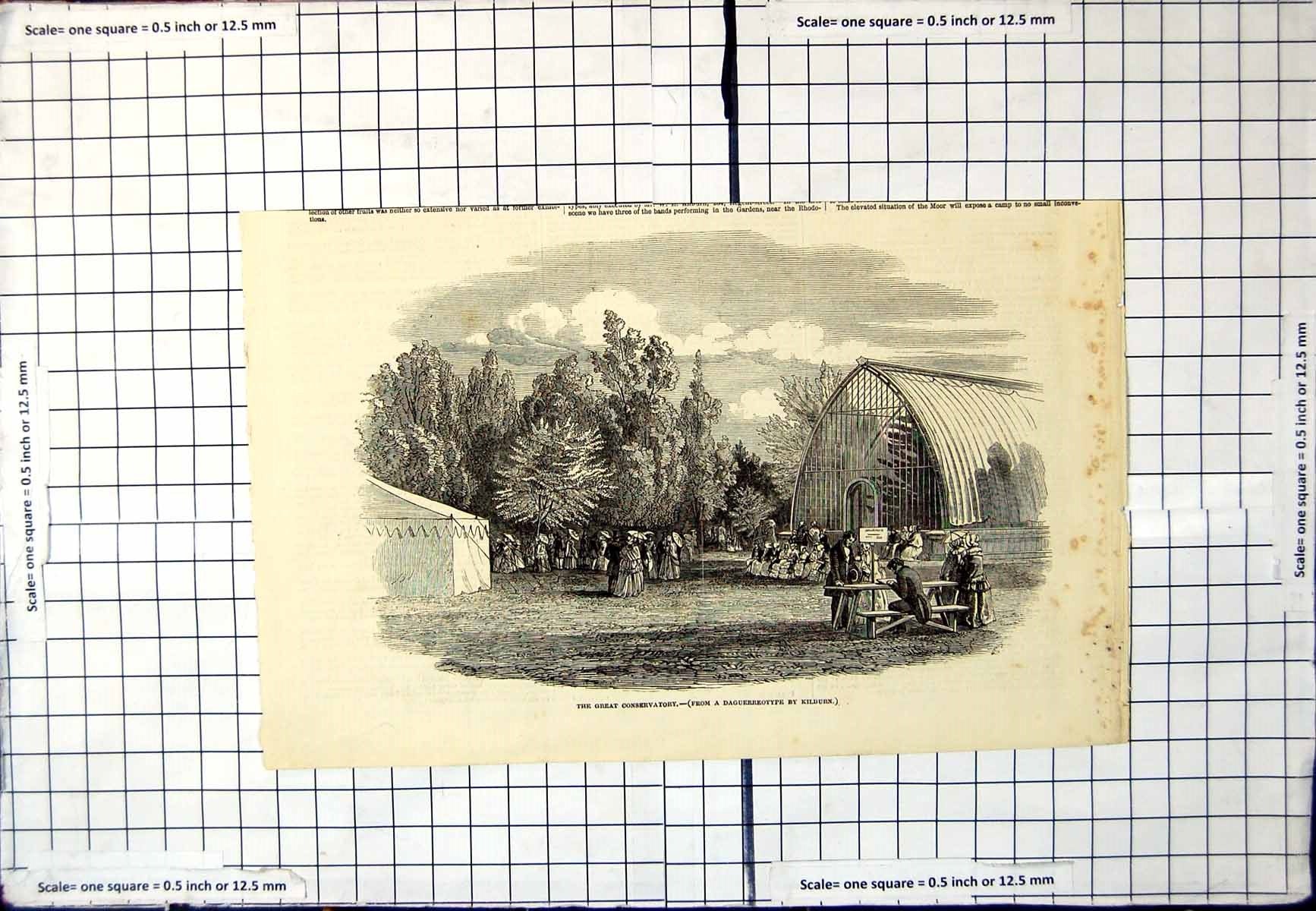 Old Antique Print The Great Conservatory From A Daguerrotype By Kilburn