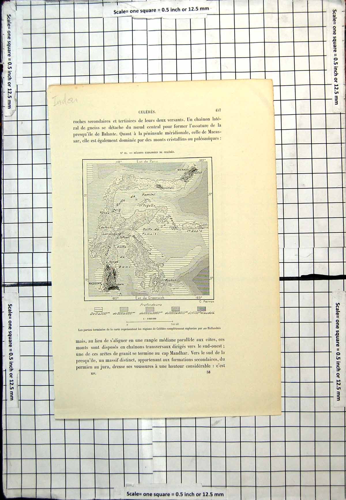 Old Antique Print Regions Explorees De Celebes Indonesia French Map C1889 19th