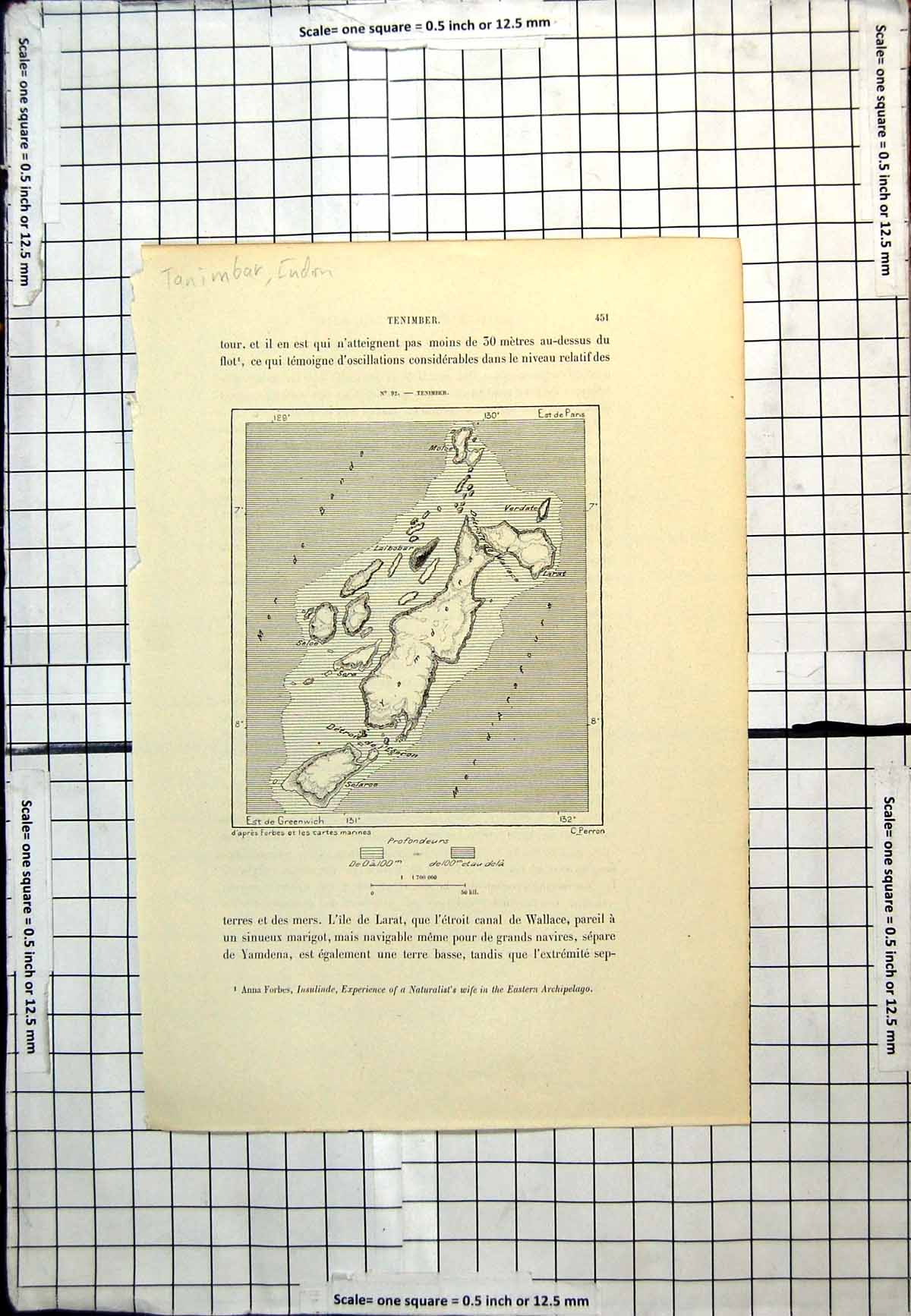 Antique Print Tanimbar Tenimber Indonesia Yamdena Verdate French Map C1889 19th