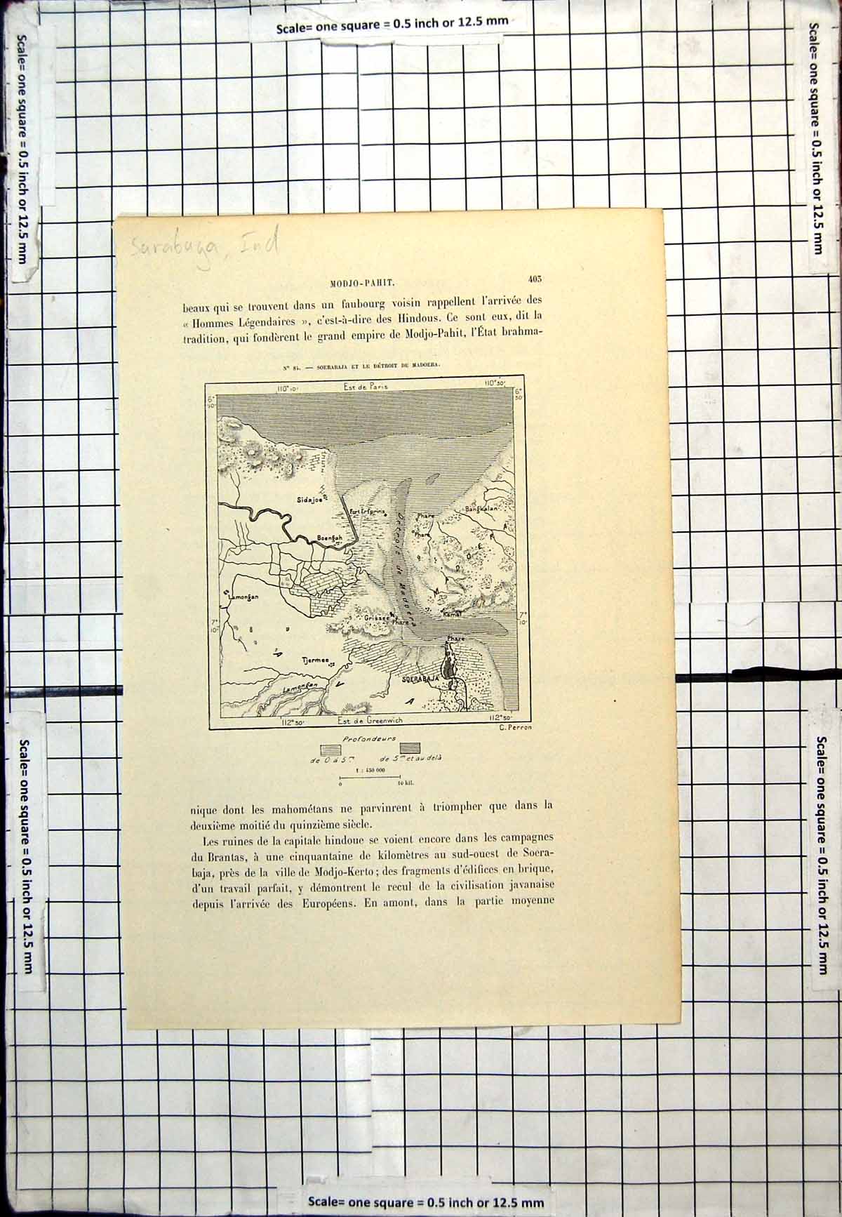 Antique Print Sarabaga Indonesia Soerabaja Detroit Madoera French Map C1889