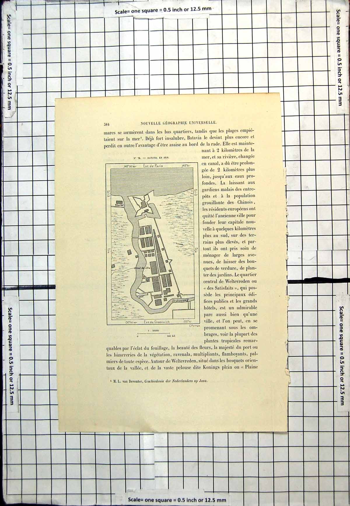 Old Print Batavia In1628 Hospital Hotelde Ville Livoeng French Map C1889
