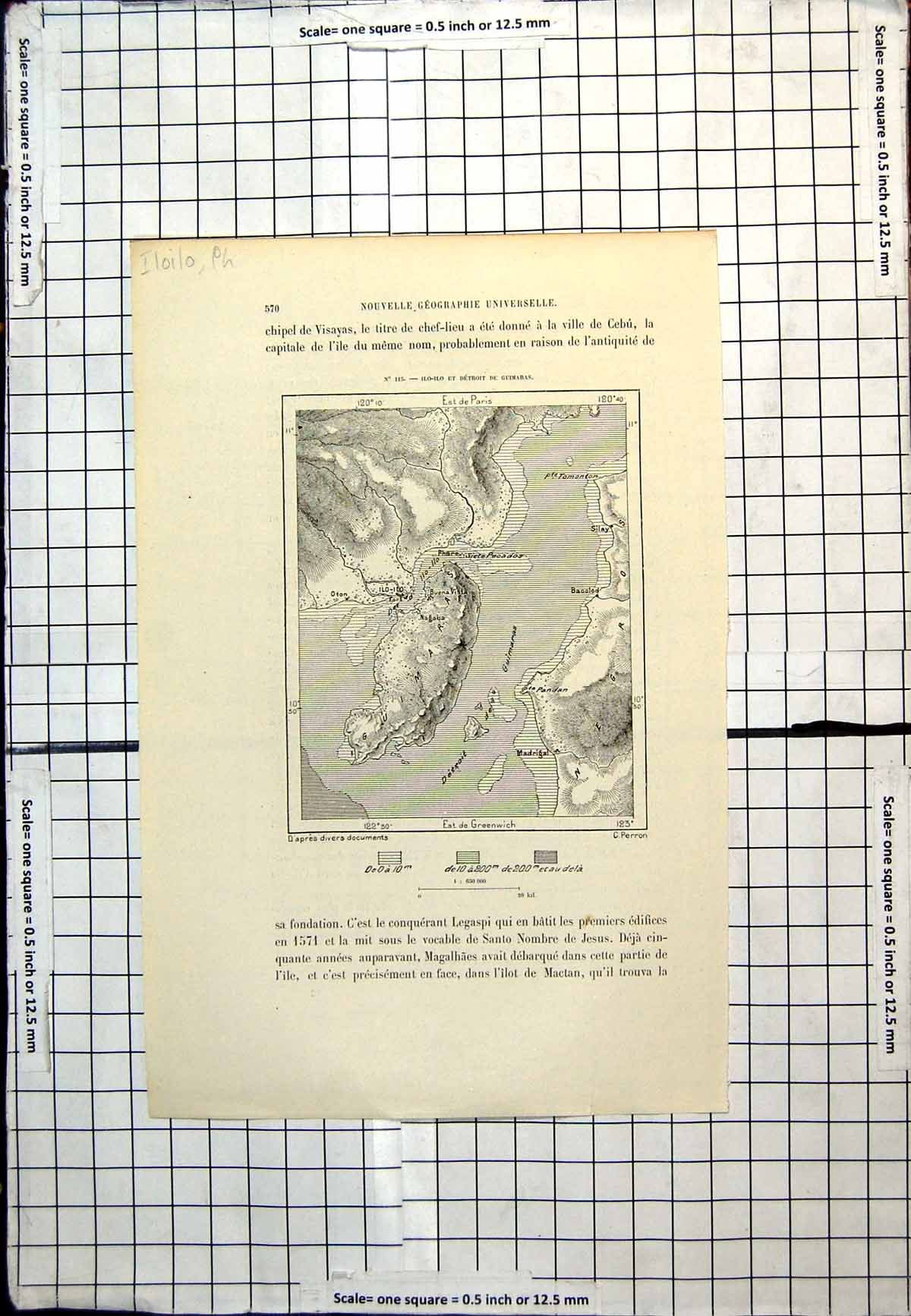 Old Iloilo Philippines Ilo-Ilo Et Detroit De Guimaras French Map C1889 19th