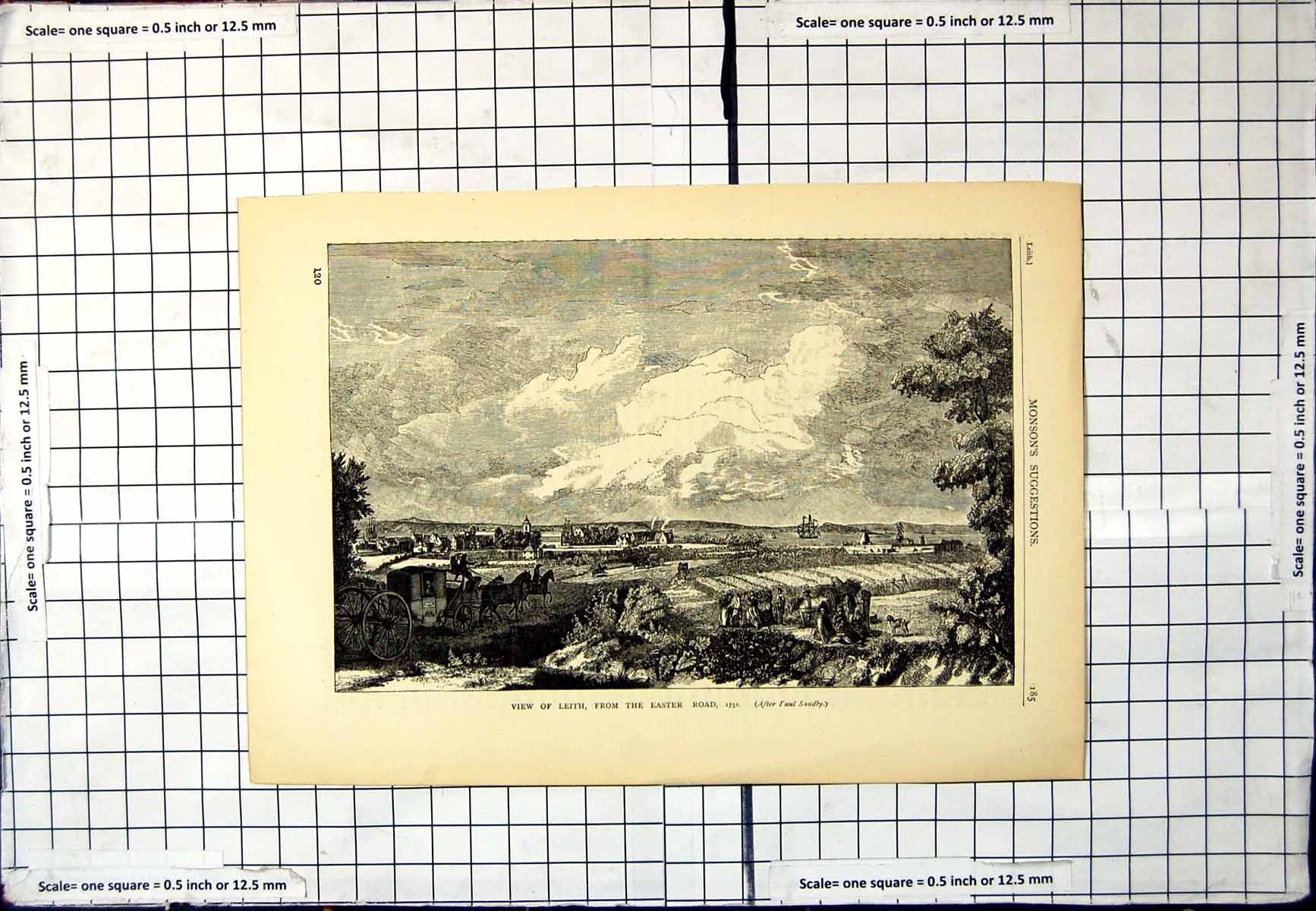 Antique Print View Leith From Easter Road (1751) After Paul Sandby Scotland