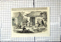 Antique Print Silk Culture China Preparing Raw Silk Outdoors Frames Chicken