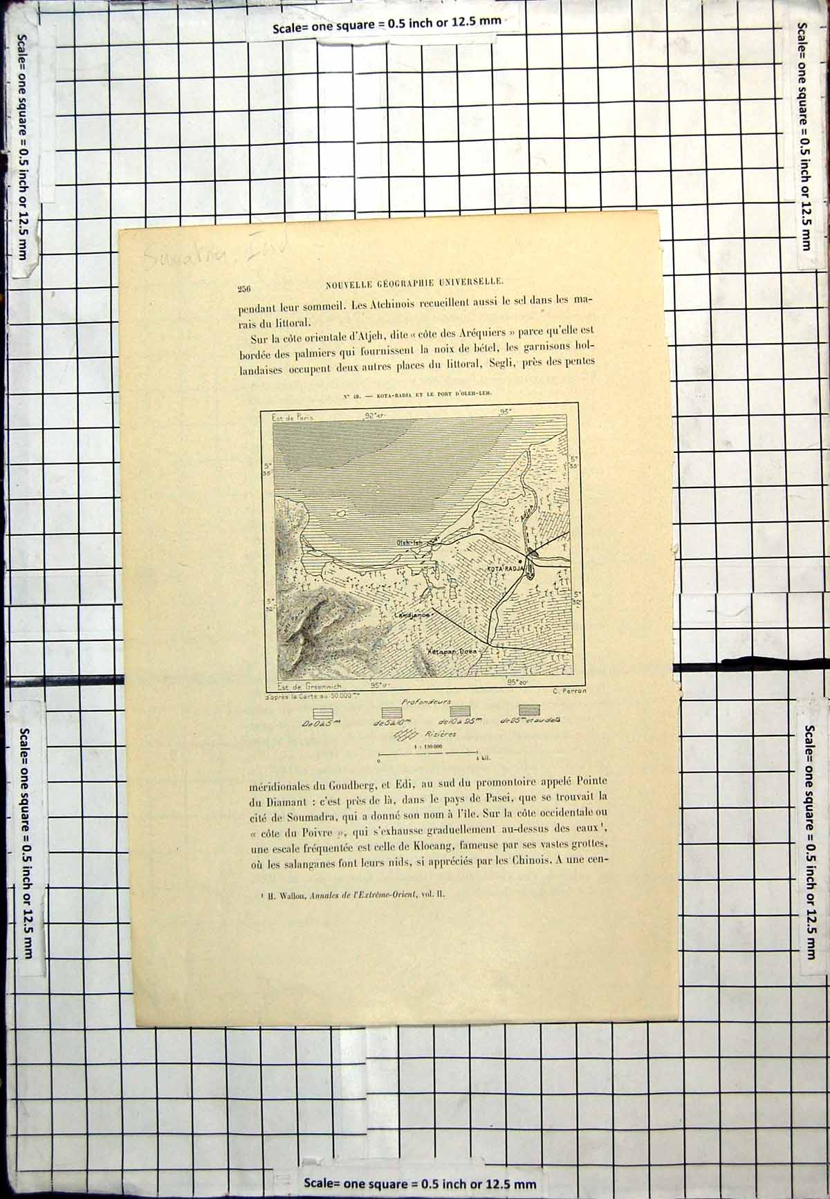 Antique Print Sumatra Indonesia Kota-Radja Port D'Oler Leh French Map C1889