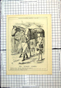 Antique Old Print Punch Cartoon Horse Jockey Won Race Comment Use Whip 1885