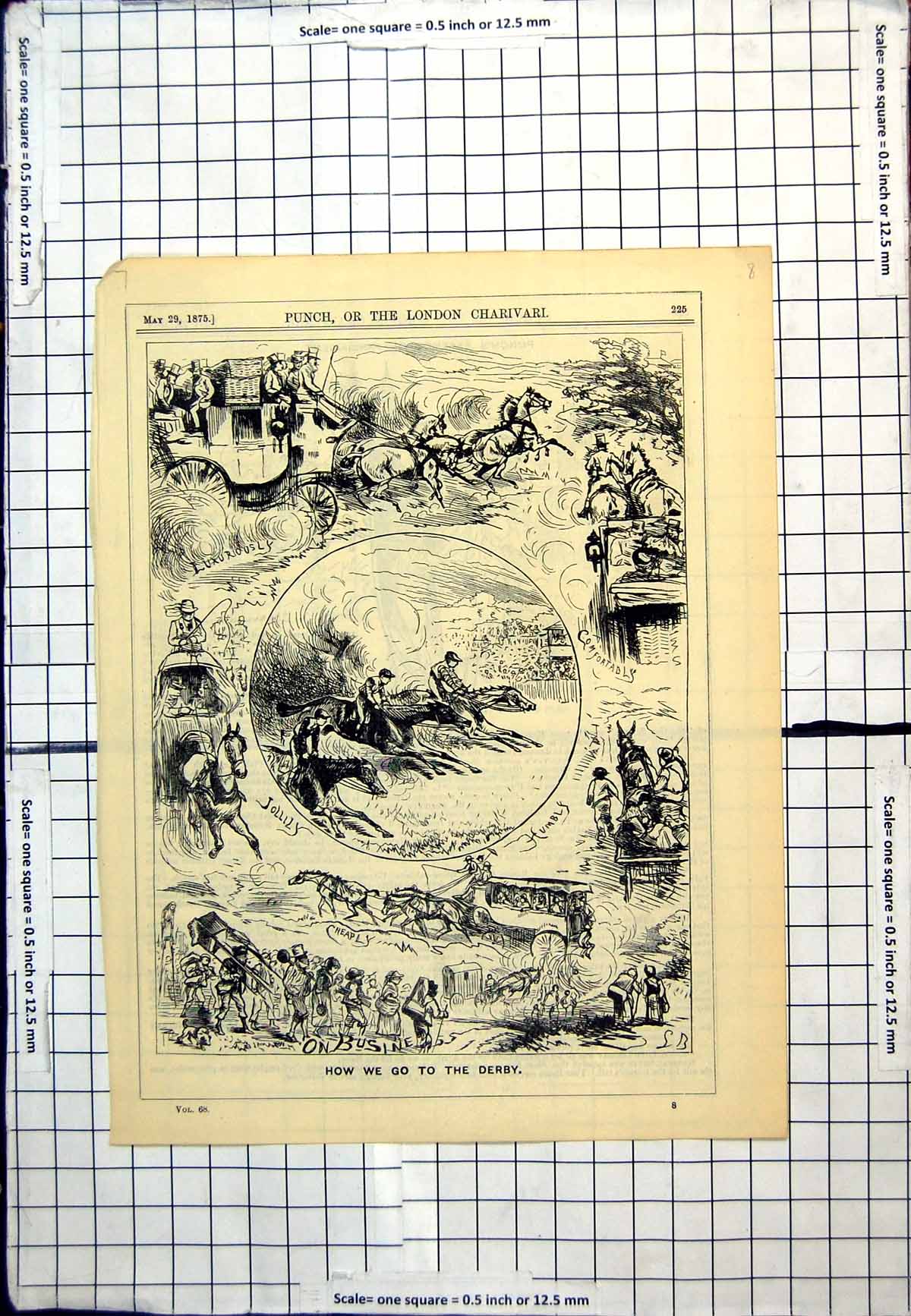 Antique Print Punch Cartoon How We Go Derby Luxuriously Cheaply Humbly 1875