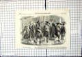 Antique Old Print China Hong-Kong Wet Weather Men Hats Distinctive Coats 1857
