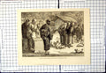 Old Antique Print Sketches Japan Feeding Puppy Dogs Buddhist Temple Oyama