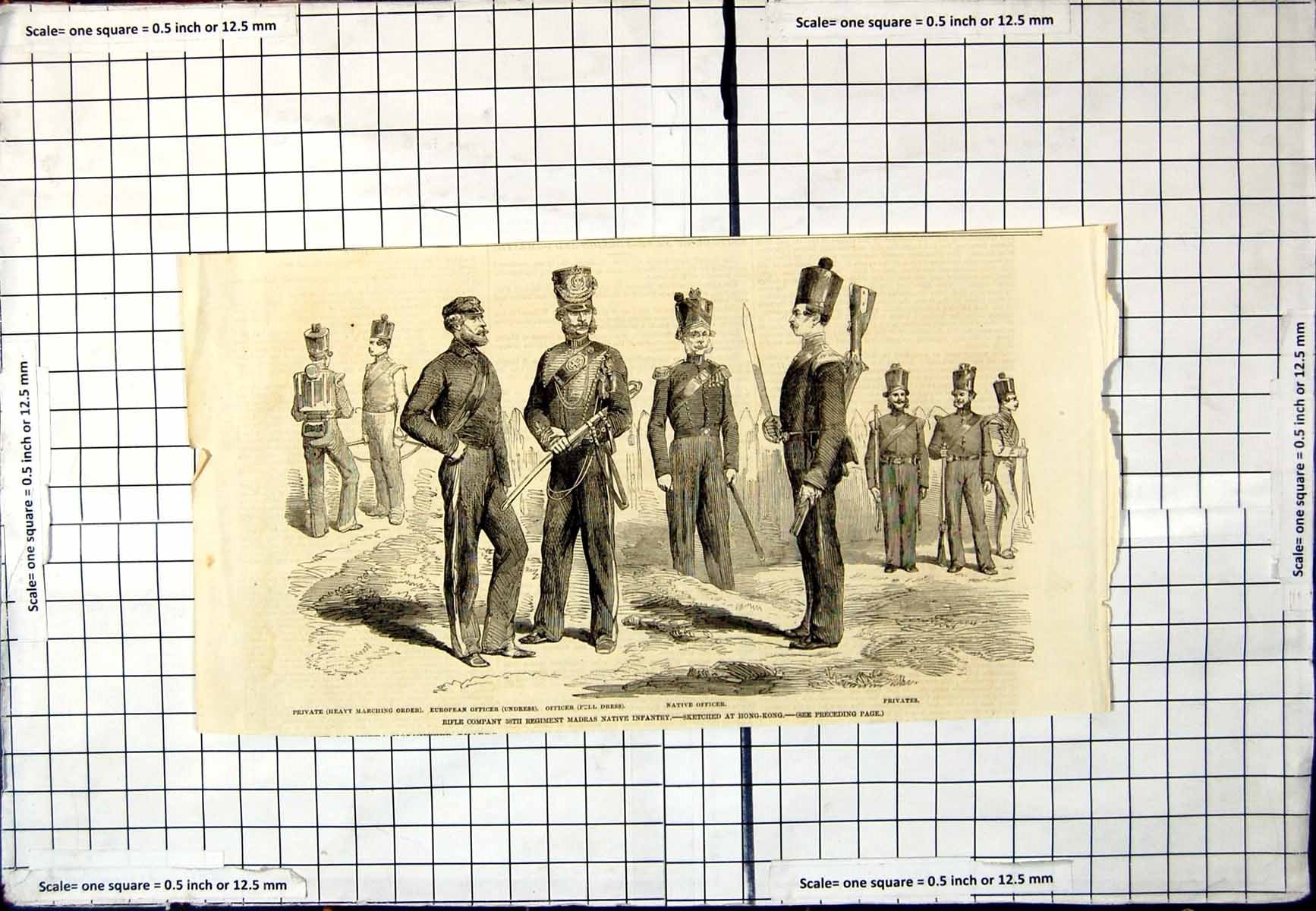 Antique Print Rifle Company 38Th Regiment Madras Native Infantry Hong-Kong