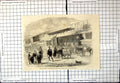 Old Antique Print Arai Station Great Jeddo Guard Japan Horses Dog People