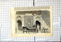 Antique Old Print Interior Chinese House Hong-Kong Lettering Walls Man Seated