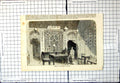 Antique Old Print Chinese House Interior Hong-Kong Lettering Walls Man Seated