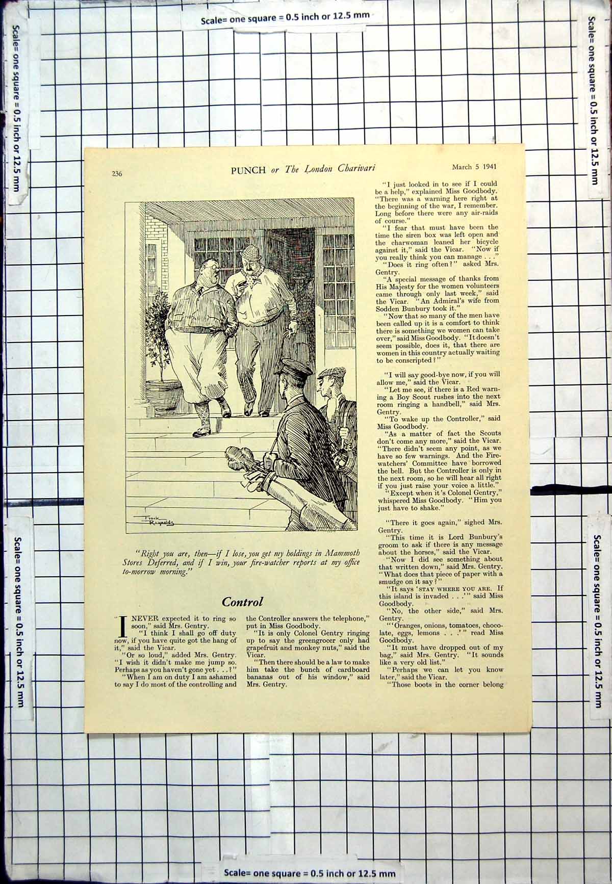 Original Old Vintage Print Punch Cartoon Golfers Setting Out Frank Reyns 1941