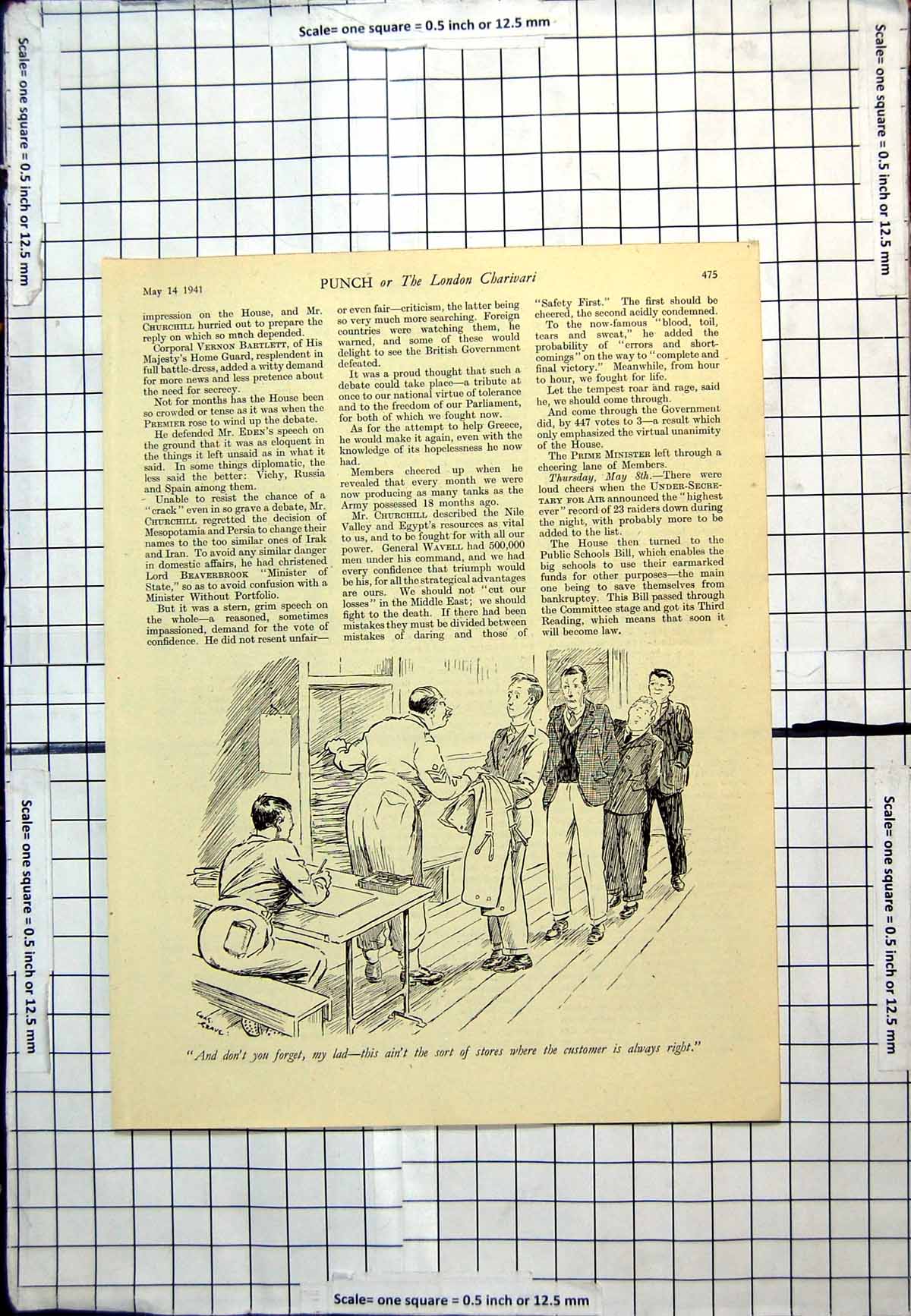 Old Print Punch Cartoon Not Sort Stores Where Customer Always Right 1941 20th
