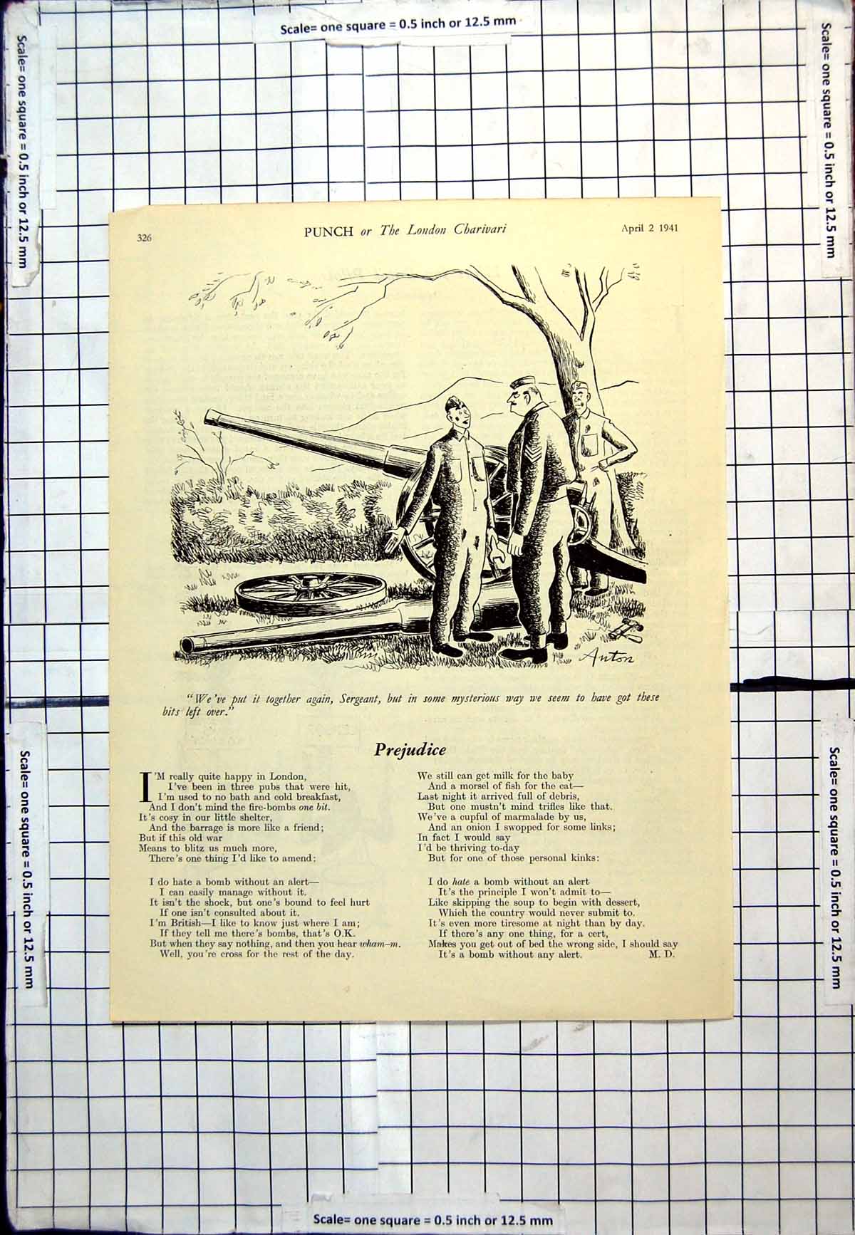 Antique Print Punch Cartoon Siers Put Together Ccannon Bits Left Over 1941 20th